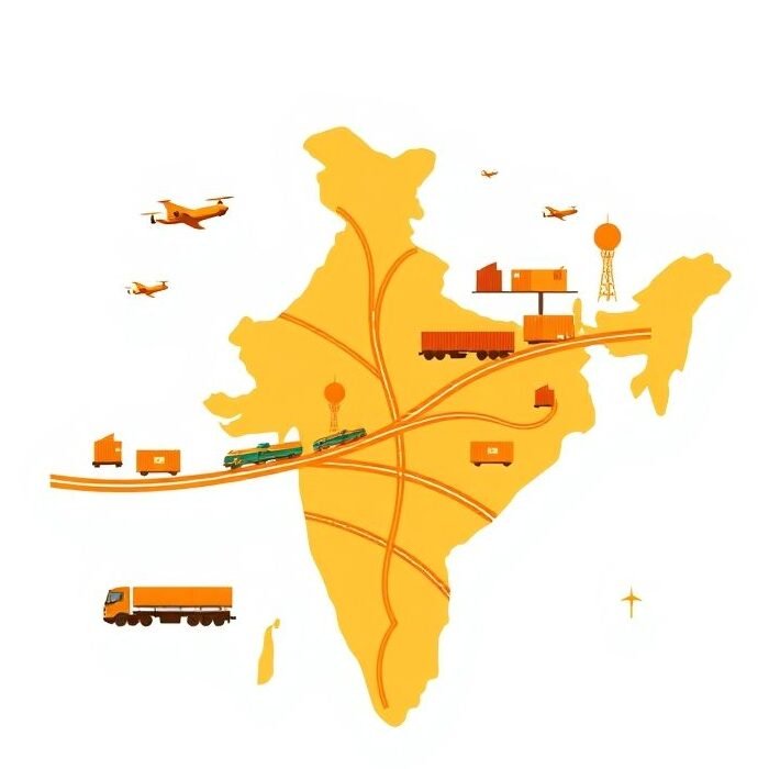{"prompt":"Create a high-resolution, detailed illustration of an Indian logistics company concept enclosed within a perfect circle set against a clean white backdrop. Inside the circle, depict a vibrant network of interconnected roads and railways weaving across a map outline of India in warm saffron and green tones. Include iconic transport elements such as cargo trucks, trains, and delivery drones moving efficiently along these routes. Emphasize symbols of modern logistics like stacked shipping containers and warehouses with visible Indian architectural features. Use crisp lines and realistic shading to convey depth and professionalism, evoking a sense of reliability and dynamic movement within a minimalistic, modern graphic style.nngenerate an image that represent the logistics company in india, image inside the circle , high-resolution, detailed, with white background.","originalPrompt":"generate an image that represent the logistics company in india, image inside the circle , high-resolution, detailed, with white background.","width":1024,"height":1024,"seed":42,"model":"flux","enhance":false,"nologo":true,"negative_prompt":"worst quality, blurry","nofeed":false,"safe":false,"isMature":false,"isChild":false}